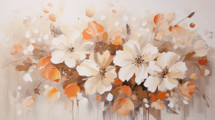 Flowers Painting in Beige I