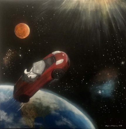 Tesla in space II - Giclée (37x37cm)