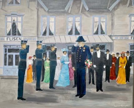 Kong Oscar II på Flisa - Maleri (70x50cm)