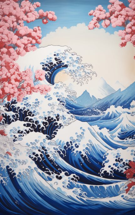 Dance of Cherry Blossoms and Waves